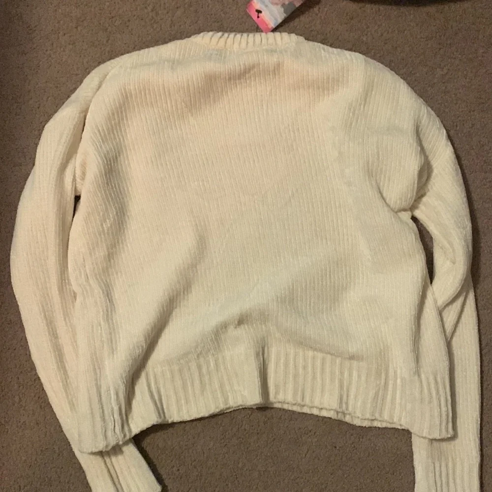 NWT Molly Green Ivory White Super Soft Chenille White Knit Crew Neck Sweater - Picture 5 of 5